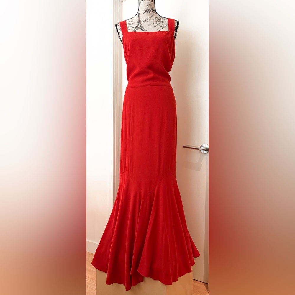 Orange Red Ralph Lauren evening gown